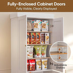 70.8" Tall Farmhouse Kitchen Pantry Cabinet with Doors, Modular Wooden Storage Hutch with 4-Tier Adjustable Shelves, White Buffet Cabinet for Kitchen or Living Room, Set of 3