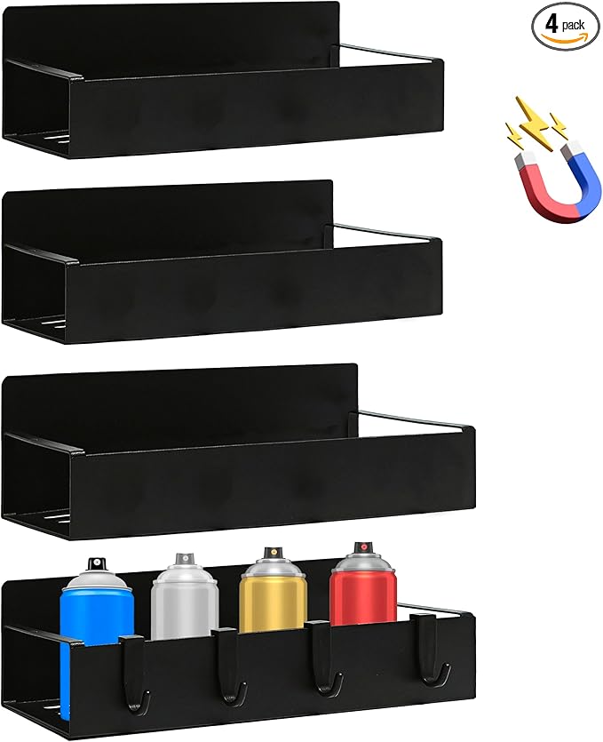 4 Pcs Magnetic Aerosol Spray Can Holder, Steel Magnet Spray Toolbox Bottle Holder Rack Mechanic Paint Can Organizer Tool Box Storage Rack for Garage Home Workspace
