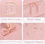 Initial Insulated Lunch Bag for Girls Kids, Back to School Gift, Reusable Leak-proof Lunch Box with Adjustable Strap for School Daycare Travel Picnic (Pink,D)