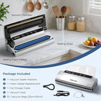 Upgraded Vacuum Sealer Machine for Food, 8 in 1 Food Sealer Vacuum Sealer with Powerful Suction, Dry & Moist Modes, Sous Vide Compatible, Included Car Charger(In-vehicle use)