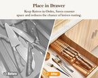 HEZHEN 7-slot Cherry Wood In-drawer Knife Tray,Kitchen Storage Organization Organizer Insert,Saves Countertop Space
