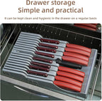 Drawer Knife Organizer,Kitchen Knife Drawer Organizer Insert Hold 16 Knives and 1 Sharpening Steel (Not Included) Large Chefs Knives Holder Storage Set for Kitchen Drawer Neat and Orderly