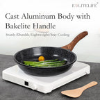ESLITE LIFE Nonstick Ceramic Frying Pan Skillet, Non-Toxic Egg Omelette Kitchen Cooking Pans Compatible with All Stovetops (Gas, Electric & Induction), PTFE & PFOA Free (Black, 8'')