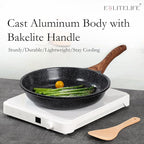 ESLITE LIFE Nonstick Ceramic Frying Pans Skillets Set with Lids, Non-Toxic Egg Omelette Kitchen Cooking Pans Compatible with All Stovetops (Gas, Electric & Induction), PTFE & PFOA Free (Black)