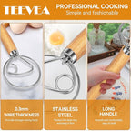 TEEVEA Danish Dough Whisk Stainless Steel Hook Dutch Bread Mixer for Sourdough Baking Tools