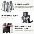 HANSGO Rotary Cheese Grater Hand Crank, Shredder Slicer Grinder, 3 Large Diameter Metal Blades & Cleaning Brush, Non-slip Suction Base, Labor-Saving Handle, Kitchen Gadgets for Cheese, Vegetable, Nuts