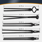 Blacksmith Tongs Set - V-Bit, Flat, Blade, Square Jaw, Wolf Jaw Tongs (5PCS)
