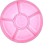 Plasticpro 6 Sectional Round Plastic Serving Tray/Platters Pink Pack of 8