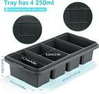 Silicone Freezer Tray With Lid - Silicone Freezer Food Molds- Large Ice Cube Tray,Silicone Freezer Container,Freeze & Store Soup, Sauce, Broth,Leftovers - Makes 4 Perfect 1 Cup