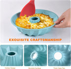 Silicone Cake Mold Flower Shaped - Non-Stick Bundt Pan, Reusable Flexible Baking Mold for Cakes Cupcakes Chocolate, Easy to Clean Blue Baking Supplies