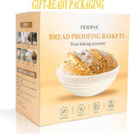 9 & 10 Inch Banneton Bread Proofing Basket Set with Liners,Dough Scraper,Bread Lame & Danish Whisk - Oval and Round Sourdough Baking Kit for Professional & Home Use