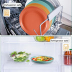 12 Pcs Unbreakable Deep Dinner Plates Set, 9 inch Reusable Plastic Wheat Straw Plates, Microwave and Dishwasher Safe Plate for Kitchen, Lightweight Plate for Dessert, BPA Free, 4 Colors