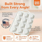 12-Cup Silicone Muffin Pan with Metal-Reinforced Handles – Nonstick, Non-Toxic Cupcake Pan for Baking – Easy-Release, BPA-Free, Dishwasher-Safe Silicone Muffin Tray - 1 PACK - CREAM