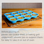 CAKETIME Silicone Muffin Pan - Cupcake Pan, Mini Loaf Pan Silicone Baking Molds Food Grade 3-Pack