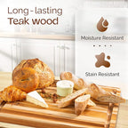 Yes4All Solid Teak Cutting Boards for Kitchen, [24''Lx18''Wx1.5”Thick] Extra Large Edge Grain Butcher Block Cutting Board, Food Safe Surface Wood Cutting Boards with Juice Grooves and Easy Grip Handle