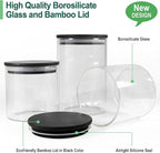 Urban Green Glass Jars with Airtight Black Lids, Food Storage Container with Airtight Lids, Glass Canisters Sets, Kitchen Food Storage Containers (6 Sets of 20oz)