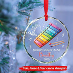 Personalized Xylophonist Christmas Ornament with Text/Name, Xylophone Glass Ornaments Gifts for Music Teacher, Custom Xylophone Player Xmas Tree Ornament, Musical Instrument Lover Glass Keepsake 2025