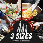Walfos Kitchen Tongs for Cooking, 600℉ Heat Resistant Stainless Steel Tongs, All Metal Heavy Duty Tongs For Food ,BBQ Grilling - 7 ，9 and 12 Inch ,Set of 3