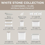 Bentgo Pantry - 22-Piece Airtight Food Storage Containers, Clear and Stackable Kitchen and Pantry Organization Set, Locking Lids for Freshness, Bonus Cereal Lid & Scoop, BPA-Free Plastic (White Stone)