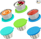6x2.7 Oz Salad Dressing Container to Go,Handy Leakproof Stainless Steel Meal Prep Containers Reusable,Sauce Containers for Lunch Box, Picnics, Travel, Office and Kitchen Storage