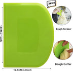 SURDOCA Dough Scraper Bench Scraper - 3P 7.1x4.9" Plastic Flexible Bowl Scraper, Sharp Edge & Angles Cake Scraper. Non-Slip Bakeware Decorating Tools Sculpting & Modeling Tools - Pure Green