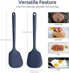600℉ Heat Resistant Silicone Turner: U-Taste 13.6in Solid Kitchen Spatula Flipper, BPA Free Flexible & Thin Seamless Cooking Utensil for Flipping Egg, Pancake in Nonstick Cookware(Midnight Blue)