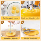 2025 New Upgraded Stainless Steel Semi-Automatic Whisk - Easy to Use Whizzy Whisk,Versatile Wisker Tool for Cooking,Kitchen Essential Egg Beater for Baking,Whisking,Beating & Stirring (10in）