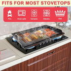 DcYourHome Universal Griddle Insert for Gas Grill/Gas Stove, Nonstick Carbon Steel Flat Top Griddle Plate for Camp Chef, Nexgrill, Kenmore Etc. All Gas Grills, Flat Top for Stove 4 Burner 17" x 13"