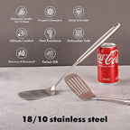 18/10 Stainless Steel Spatulas Set - All Metal Spatulas for Kitchen Use or Outdoor Grilling, 14.7″ Long, Non Toxic, Heavy Duty, Commercial, Chef Grade - 1 Slotted Spatula + 1 Solid Turner for Cooking