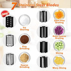 Anatole Electric Cheese Grater 7 Blades Ice Shaver Stainless Steel Vegetable Shredder 250W BPA-Free 110V