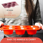 Silicone Jumbo Muffin Pan 6 Cup–Non-Stick Cupcake Pans for Baking, Heavy-Duty Large Silicone Muffin Pans for Baking, BPA-Free, Easy-Release, Oven & Dishwasher Safe