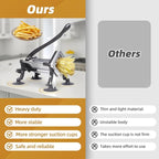 French Fry Cutter Commercial Grade Potato Slicer with Stand Suction Feet Complete Set, Includes 1/4", 3/8", 1/2", 2 Pieces L Stand
