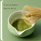 Matcha Whisk Set - Traditional Bamboo Chasen and Pale Green Ceramic Matcha Bowl with Spout, 6Pcs Complete Matcha Making Kit