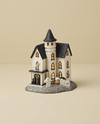Lenox Vintage Halloween Light-Up Manor Figurine, 8.25-Inch, Porcelain Haunted House, Halloween Decor Indoor, Pumpkins, Ghost, Fall Decor Spooky Table Decoration (1 Piece) 3 AAA Batteries Not Included