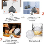 Samuelworld Large Ice Ball Maker with Lid, 4 x 2.5 Inch Round Silicone Ice Ball Mold, BPA Free, Easy To Fill Round Silicone Ice Tray, Craft Ice Maker for Whiskey, Cocktails, Gifting - Grey