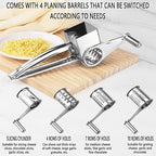 Cheese Grater set, Stainless steel Parmesan Cheese Grater, Comes with 4 stainless steel planer barrels for cheese, nuts, chocolate and more, With Cheese knife set and cleaning brush