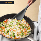 Silicone Spatula Spoon, Great for Both Cooking and Serving Durable BPA-Free Matte Black Silicone, Seamless Design, Safe for Nonstick Cooking Surfaces, 2-Pcs, Gray