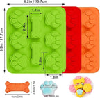 Puppy Dog Paw and Bone Silicone Molds, 2-in-1 and 6-in-a-row Dog Paw Molds,Non-Stick Food Grade,for Chocolate, Candy, Pudding, Jelly, Dog Treats-Set of 6 Pcs