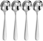 KEAWELL Premium 7" Louise Soup Spoons, 18/10 Stainless Steel, Dishwasher Safe (4)