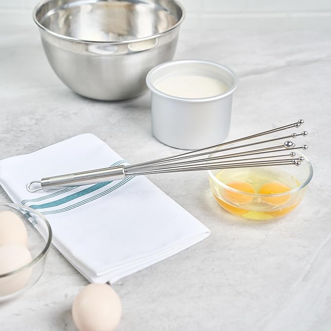 Restaurantware-German Standard 12.6 Inch Ball Whisks, 6 Dishwashable Kitchen Whisks - Ergonomic Handle, Durable, Stainless Steel Manual Egg Beater, Suitable For Whisking, Stirring, Mixing, Beating