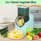 Electric Vegetable Slicer, Salad Shooter, 3-in-1 Electronic Fruit Shredder, Cheese Grater for Home Kitchen Use, Electric Grater with 3 Type Blades Stainless SteelA
