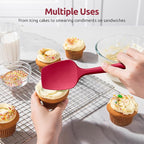 U-Taste Silicone Spoon Spatula Set, 600ºF High Heat Resistant Food Grade Flexible Rubber Scraper, Integrated Cooking Mixing Baking Kitchen Utensils Set of 3 for Nonstick Cookware (Red)