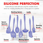 Chef Craft - Premium Silicone Kitchen Tools and Utensils Set, Non-Scratch, Withstands Temperatures up to 450°F, BPA-Free, 7 Piece Cooking Utensils Set, Pastel Blue