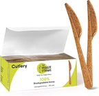 Premium Quality100% Biodegradable Knives Made of Vegetable Fibers, 100 PCS of 6.7” Long Heavy-Duty and Splinter Free Eco-Friendly Knives, Perfect Sustainable Cutlery for All Types of Occasions