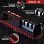 Kitchen Knife Sharpener - Complete 3-stage Knife Sharpener CS-T01 with Diamond Dust Rods, Sturdy Design, Non-slip Base Pat, Easy and Safe to Use, Fast and Effective Manual Sharpening Tool
