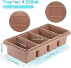 Silicone Freezer Tray With Lid - Silicone Freezer Food Molds- Large Ice Cube Tray,Silicone Freezer Container,Freeze & Store Soup, Sauce, Broth,Leftovers - Makes 4 Perfect 1 Cup