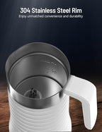 Milk Frother and Steamer, Airyoyo 4-in-1 Milk Frother,Electric Milk Frother Hot& Cold Foam Temperature Control, Auto Shut-Off Frother for Coffee Latte