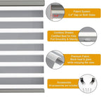 Persilux Cordless Zebra Blinds for Windows (31" W X 64" H, Grey) Free-Stop Roller Windows Shades Dual Layer Light Control for Day and Night, Light Filtering Sheer Shades for Home