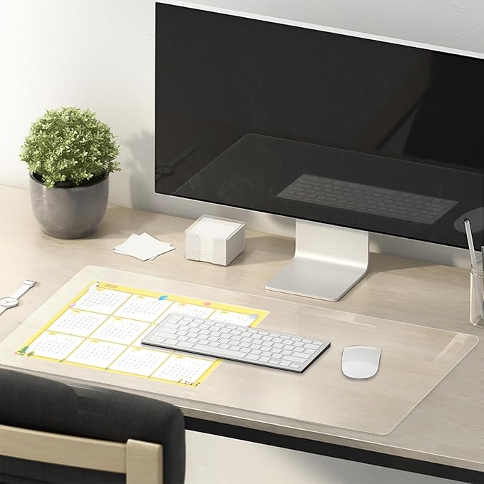 17 x 63 Inch Clear Table Cover Protector, Clear Table Protector, 1.5mm Plastic Table Cover, Vinyl Table Protector, Desk Mats on Top of Desks