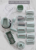 5 in1 Rotary Cheese Grater with Handle, Rotary Grater, Vegetable Slicer, Shredder, Carrot Grater, Nut Grinder, and Chocolate Shaver (Light Green)